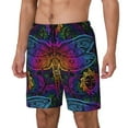 thumbnail image 1 of Goofa Indian Mandalas Dragonfly Printed Men's Swim Trunks Board Shorts Quick Dry Mens Swimming Trunks with Compression Liner,Breathable Fit Hawaii Beach Shorts-Large, 1 of 9