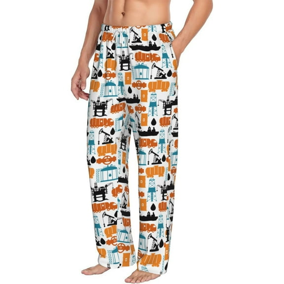 Goofa Industrial Transportations Printed Soft Pajama Pants for Men, Wide Leg Comfy Casual Lounge Yoga Pants-Medium