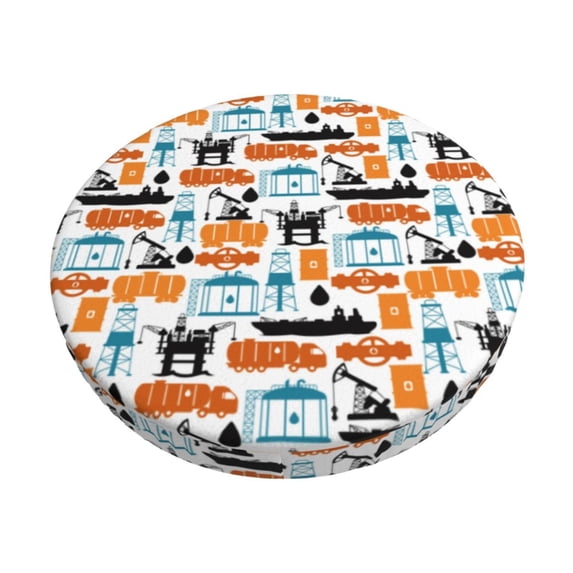 Goofa Industrial Transportations Printed Stool Covers Round, Waterproof Round Bar Stool Covers Anti-Slip Round Bar Stool Seat Cover with Elastic Bands Durable -