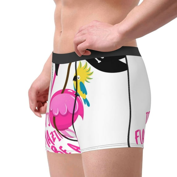 Goofa It'S Flamazing To Be A Pirate Printed Men's Boxer Briefs Underwear, Moisture-Wicking Underwear, Trunk,Soft and Breathable Cotton Underwear-X-Large