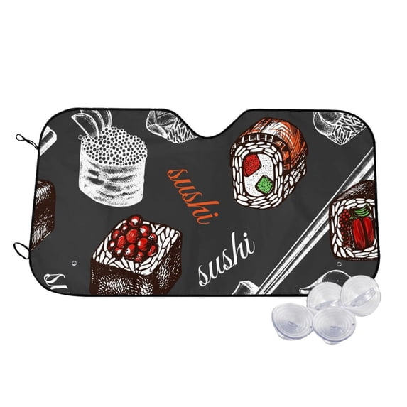 Goofa Japanese Sushi Hashi Printed Car Windshield Sunshade,Foldable Reflective Sun Visor,UV Protection Heat Blocker Sunshade,Car Cooling Accessory-Medium