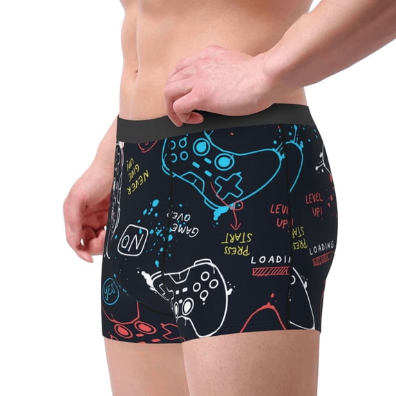 Goofa Joystick Gamepad Printed Men's Boxer Briefs Underwear, Moisture-Wicking Underwear, Trunk,Soft and Breathable Cotton Underwear-X-Large