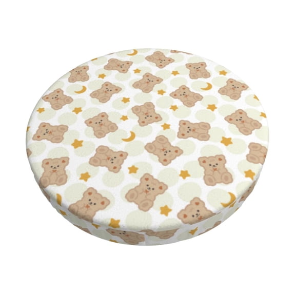 Goofa Kawaii Bear Printed Stool Covers Round, Waterproof Round Bar Stool Covers Anti-Slip Round Bar Stool Seat Cover with Elastic Bands Durable -