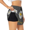 thumbnail image 1 of Goofa Keep Life Simple Daisy Flower Printed Women 2 in 1 Running Shorts,Quick Dry Athletic Workout Shorts,High Waisted Athletic Shorts with Liner Pockets-Small, 1 of 9