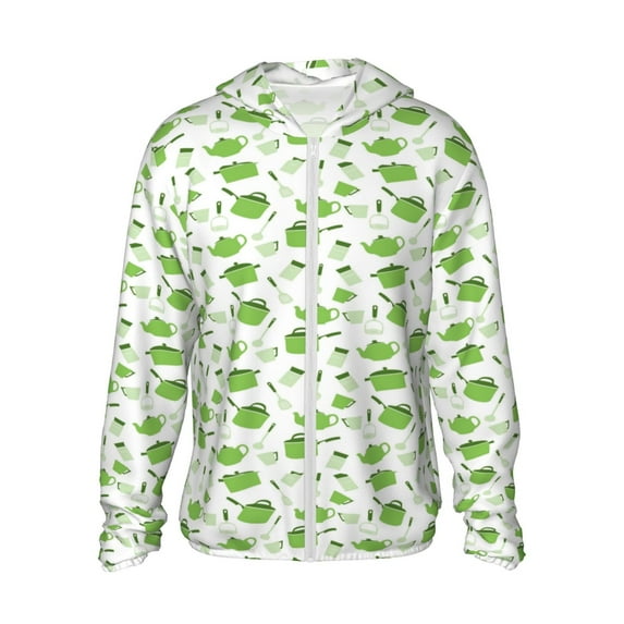 Goofa Kitchen Utensiles Cooking Pots Printed Women's UPF 50+ Sun Protection Hoodie Jacket Lightweight Long Sleeve Sun Shirt for Women with Pocket Hiking Outdoor-Small