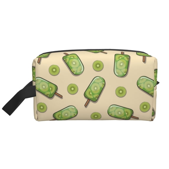 Goofa Kiwi Ice Cream Printed Toiletry Bag with Handle,Large Capacity Travel Makeup Cosmetic Bag for Women, Carry on Airport Airline Compliant Bag