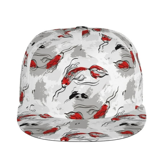 Goofa Koi Fish Printed Men's Baseball Cap,Straight Brim Hat,Golf Dad Hat,Versatile Style,Sun Protection Cap,Travel Hat