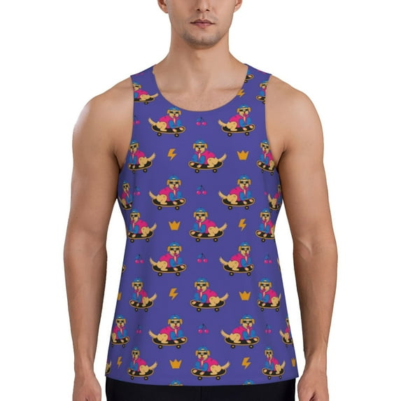 Goofa Labrador Retriever Dog Pattern Men's Workout Tank Top Slim-Fit Tank Quick Dry Fit Muscle Tank Top Beach Tank Top Bodybuilding Sleeveless T Shirt-4X-Large
