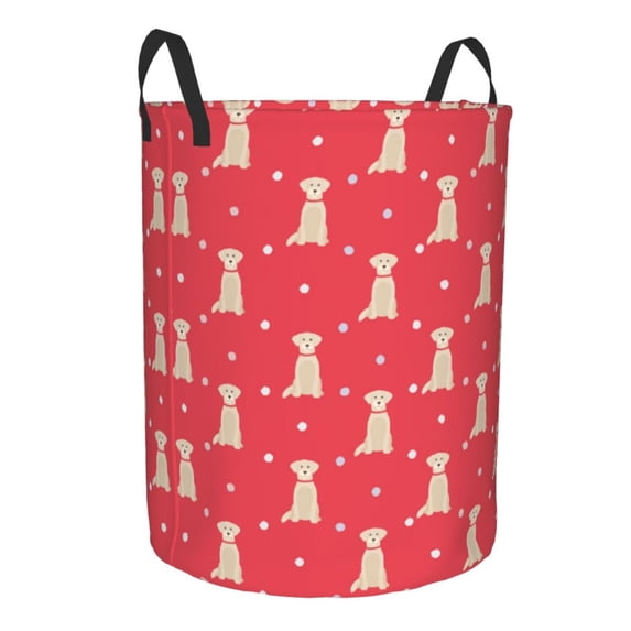 Goofa Labrador Retriever Dog Printed Circular Hamper,Laundry Basket with Handles,Storage Baskets Foldable,Large Capacity Laundry Hamper-Small