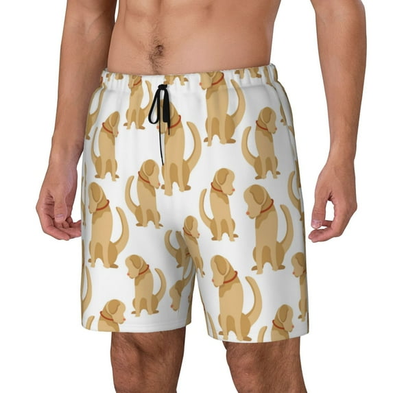 Goofa Labrador Retriever Dog Printed Men's Swim Trunks Board Shorts Quick Dry Mens Swimming Trunks with Compression Liner,Breathable Fit Hawaii Beach Shorts-XX-Large