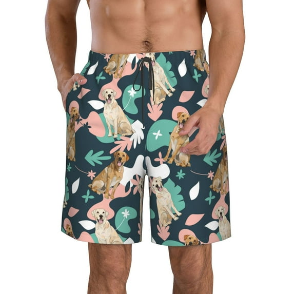 Goofa Labrador Retriever Dog Printed Mens Swim Trunks Summer Quick Dry Short Beach Swimwear Bathing Suits-Small
