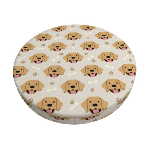 Goofa Labrador Retriever Dog Printed Stool Covers Round, Waterproof Round Bar Stool Covers Anti-Slip Round Bar Stool Seat Cover with Elastic Bands Durable -12 inch