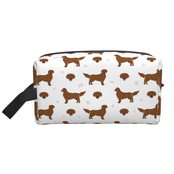 Goofa Labrador Retriever Dog Printed Toiletry Bag with Handle,Large Capacity Travel Makeup Cosmetic Bag for Women, Carry on Airport Airline Compliant Bag