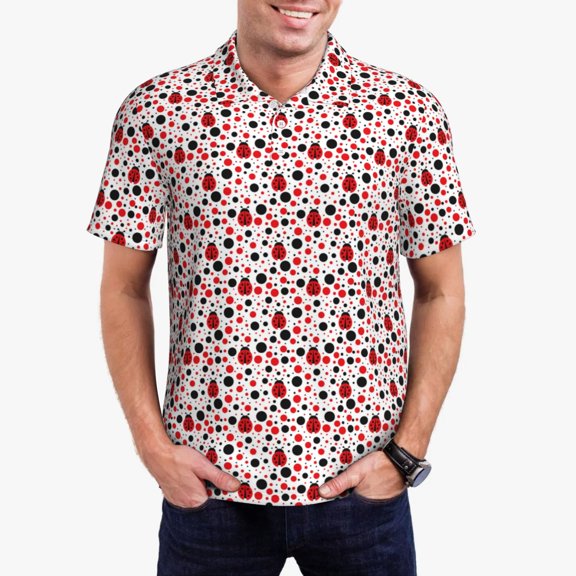 Goofa Ladybugs 2 Print Mens Polo Shirts Quick Dry Short Sleeve Golf T Shirt Performance Moisture Wicking Casual Workout-4X-Large