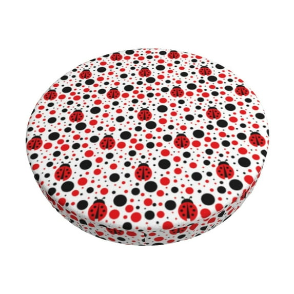 Goofa Ladybugs 2 Printed Stool Covers Round, Waterproof Round Bar Stool Covers Anti-Slip Round Bar Stool Seat Cover with Elastic Bands Durable-12 inch