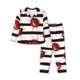 thumbnail image 1 of Goofa Ladybugs on Black and White Striped1 Printed Women’s 2 Piece Pajama Set Super,Pajamas Women's Long Sleeve Sleepwear Soft Button Down Loungewear Pjs Lounge Set Nightwear-Large, 1 of 1