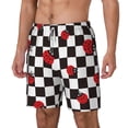 thumbnail image 1 of Goofa Ladybugs Of Black And White Checkers Printed Men's Swim Trunks Board Shorts Quick Dry Mens Swimming Trunks with Compression Liner,Breathable Fit Hawaii Beach Shorts-X-Large, 1 of 9