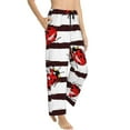 thumbnail image 1 of Goofa Ladybugs on Black and White Striped1 Printed Soft Pajama Pants for Women, Wide Leg Comfy Casual Lounge Yoga Pants-Small, 1 of 9