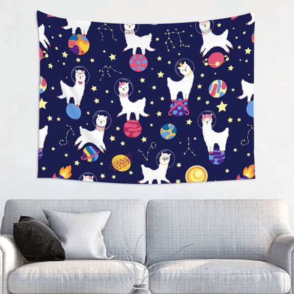 Goofa Lama in Space Pattern Wall Tapestry for Bedroom ,29x37 Inch Tapestry Wall Hanging Bedspread Tapestry Boho Tapestry