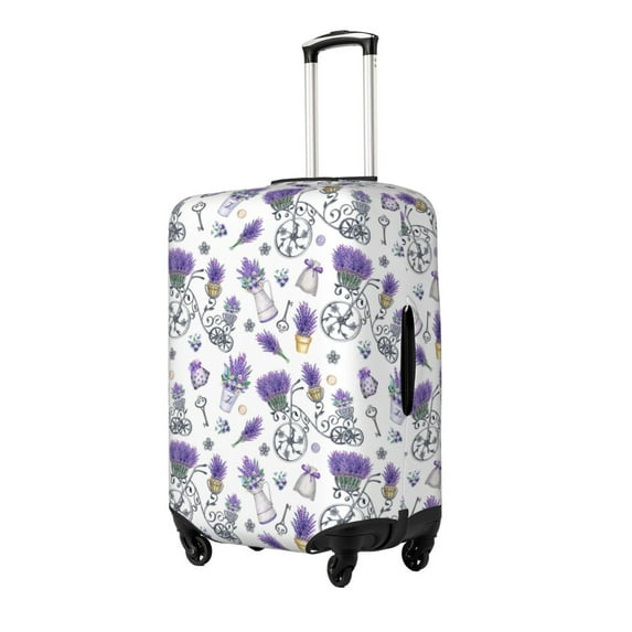 Goofa Lavender Bicycle Pattern Luggage Covers For Suitcase,Suitcase Cover Protector Fit 18-32 Inch Luggage-Small