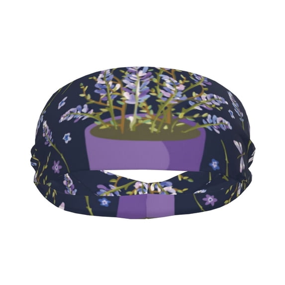 Goofa Lavender Flowers Pattern Sweatbands Sports Headband for Men & Women,Moisture Wicking Athletic headband,Breathable Sweatband,Sports accessories,Workout gear