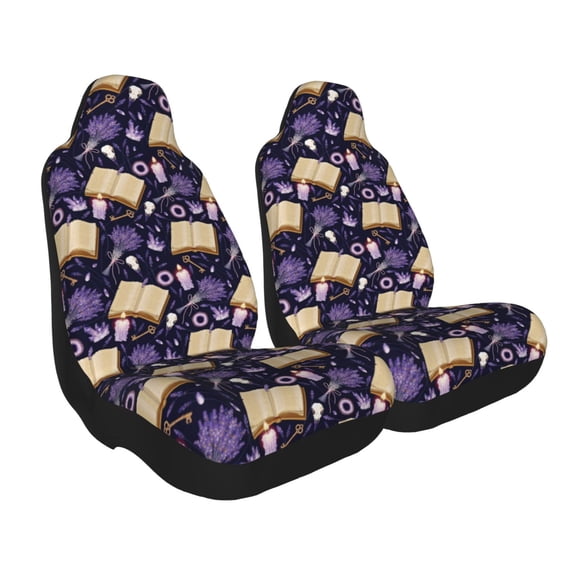 Goofa Lavender Flowers Printed Car Seat Covers, Automotive Seat Covers for Cars Trucks and SUVs, Quick Setup Universal Fit Elastic Seat Covers-2 PCS