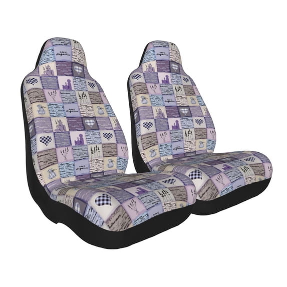 Goofa Lavender Flowers Printed Car Seat Covers, Automotive Seat Covers for Cars Trucks and SUVs, Quick Setup Universal Fit Elastic Seat Covers-2 PCS