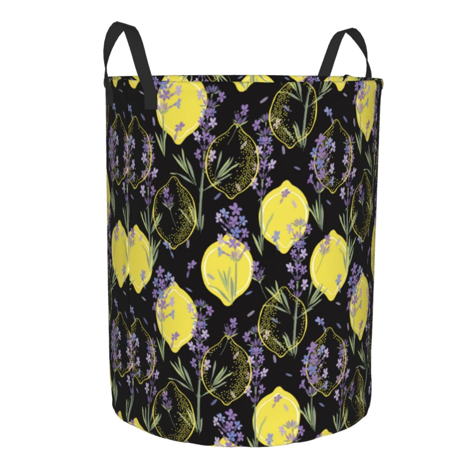 Goofa Lavender Flowers Printed Circular Hamper,Laundry Basket with