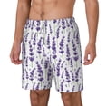thumbnail image 1 of Goofa Lavender Flowers Printed Men's Swim Trunks Board Shorts Quick Dry Mens Swimming Trunks with Compression Liner,Breathable Fit Hawaii Beach Shorts-3X-Large, 1 of 9