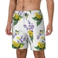 thumbnail image 1 of Goofa Lavender Flowers Printed Men's Swim Trunks Board Shorts Quick Dry Mens Swimming Trunks with Compression Liner,Breathable Fit Hawaii Beach Shorts-Large, 1 of 9
