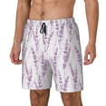 thumbnail image 1 of Goofa Lavender Flowers Printed Men's Swim Trunks Board Shorts Quick Dry Mens Swimming Trunks with Compression Liner,Breathable Fit Hawaii Beach Shorts-, 1 of 9