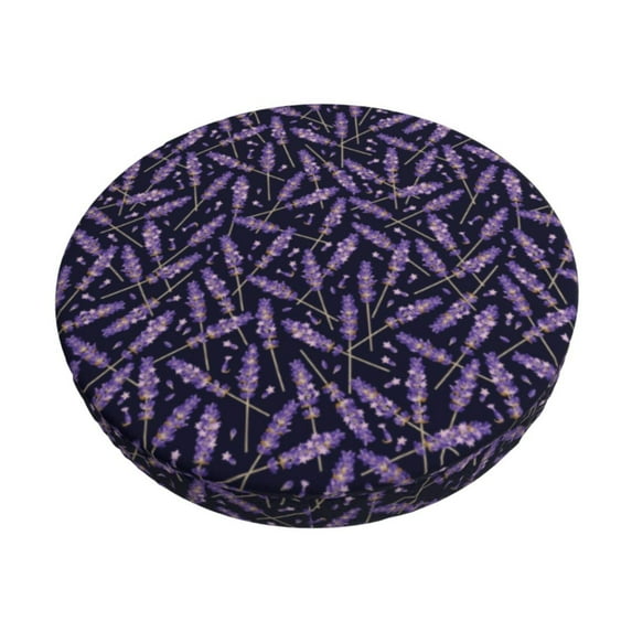 Goofa Lavender Flowers Printed Stool Covers Round, Waterproof Round Bar Stool Covers Anti-Slip Round Bar Stool Seat Cover with Elastic Bands Durable -12 inch