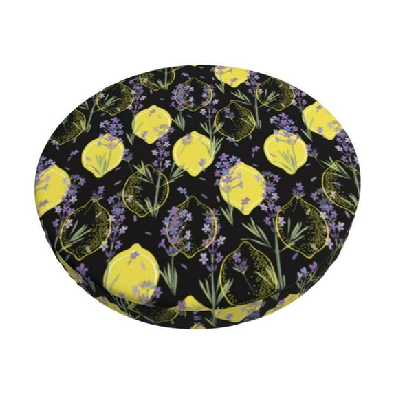 Goofa Lavender Flowers Printed Stool Covers Round, Waterproof Round Bar Stool Covers Anti-Slip Round Bar Stool Seat Cover with Elastic Bands Durable -14 inch