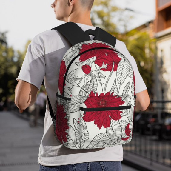 Goofa Leaves And Anemone Print Casual Backpack for Women Men,Waterproof High School Bookbag,Lightweight Travel Daypack,Classic College Backpack,Laptob Backpack