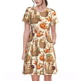 thumbnail image 1 of Goofa Leaves And Berries Pattern Women Summer Short Sleeve Midi Dress with Pockets Casual Aline Flowy Tshirt Dress Vocation Beach Sundress, 1 of 6