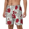 thumbnail image 1 of Goofa Leaves And Anemone Flowers In Red Grey Printed Men's Swim Trunks Board Shorts Quick Dry Mens Swimming Trunks with Compression Liner,Breathable Fit Hawaii Beach Shorts-3X-Large, 1 of 9