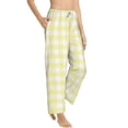 thumbnail image 1 of Goofa Lemon Yellow Checkboard Printed Soft Pajama Pants for Women, Wide Leg Comfy Casual Lounge Yoga Pants-Large, 1 of 9