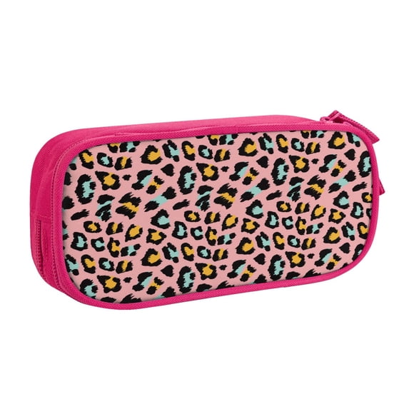 Goofa Leopard Pattern Big Capacity Pencil Pen Case Office College Large Storage High Capacity Bag Pouch Holder Box Organizer