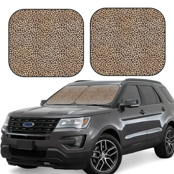 Goofa Leopard Print-2 Pattern 2 Piece Car Windshield Sun Shade Foldable | Front Windshield Shade for Sun, Heat and UV Rays | Sunshade for Car Front Window-Small