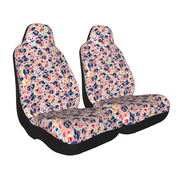 Goofa Leopard Print (2) Printed Car Seat Covers, Automotive Seat Covers for Cars Trucks and SUVs, Quick Setup Universal Fit Elastic Seat Covers-2 PCS