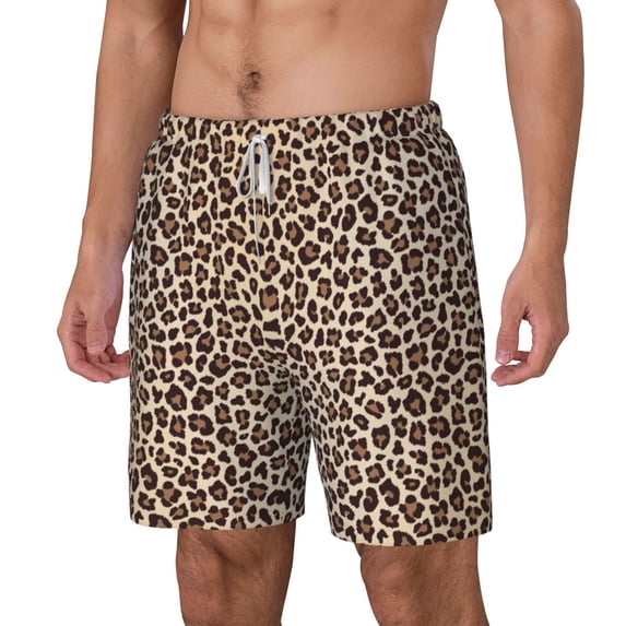Goofa Leopard Print-2 Printed Men's Swim Trunks Board Shorts Quick Dry Mens Swimming Trunks with Compression Liner,Breathable Fit Hawaii Beach Shorts-3X-Large