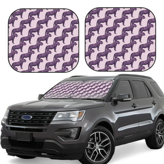 Goofa Leopard Print Pattern 2 Piece Car Windshield Sun Shade Foldable | Front Windshield Shade for Sun, Heat and UV Rays | Sunshade for Car Front Window-Large