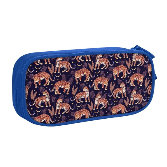 Goofa Leopard Print Pattern Big Capacity Pencil Pen Case Office College Large Storage High Capacity Bag Pouch Holder Box Organizer