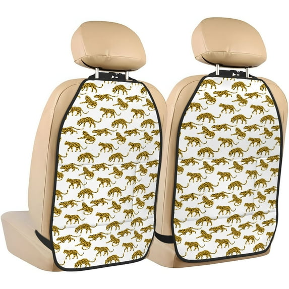 Goofa Leopard Print Pattern Car Back Seat Protector for Kids (2 Pack) ,Anti-kick Storage Mat for Car Seats,Shields from Footprints