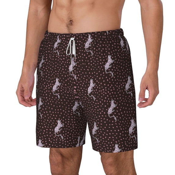 Goofa Leopard Print Printed Men's Swim Trunks Board Shorts Quick Dry Mens Swimming Trunks with Compression Liner,Breathable Fit Hawaii Beach Shorts-3X-Large