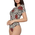 thumbnail image 1 of Goofa Leopard Print Rose Printed Women Rash Guard Short Sleeve,Tummy control Swimsuit Surfing Swimsuit Bathing Suit One Piece Swimsuit UPF 50-XX-Large, 1 of 9
