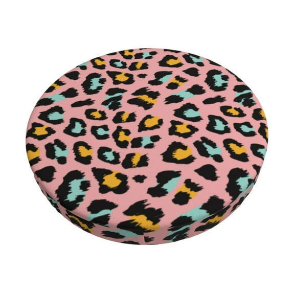 Goofa Leopard Printed Stool Covers Round, Waterproof Round Bar Stool Covers Anti-Slip Round Bar Stool Seat Cover with Elastic Bands Durable -13 inch