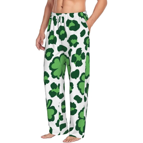 Goofa Leopard print St. Patrick's Day Printed Soft Pajama Pants for Men, Wide Leg Comfy Casual Lounge Yoga Pants-Medium