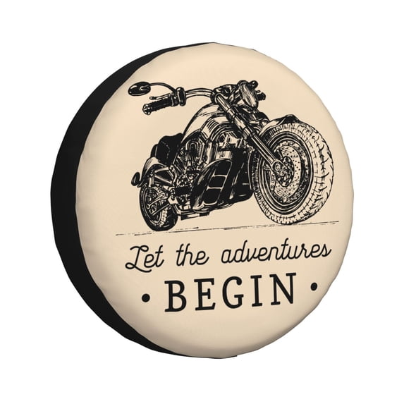 Goofa Let The Adventure Begin Pattern Universal Tire Cover for Jeep, SUV, Truck, and Trailer – Waterproof, UV-Resistant,Easy to Install, Fits 14"-17" Tires-17 inch