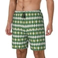 thumbnail image 1 of Goofa Light Green Squares Printed Men's Swim Trunks Board Shorts Quick Dry Mens Swimming Trunks with Compression Liner,Breathable Fit Hawaii Beach Shorts-Small, 1 of 9